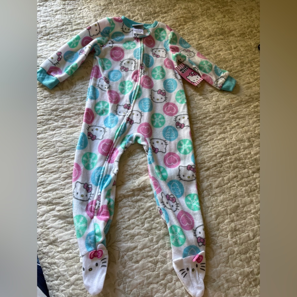Hello Kitty Kids Footie Pajama - Pink, Blue, and White